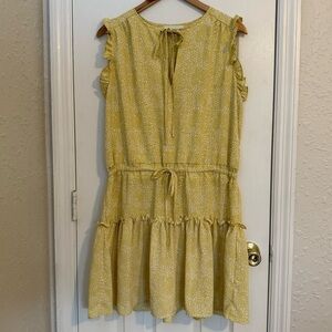 Pinch Anthropologie Yellow Ruffled Sleeveless Tiered Dress L